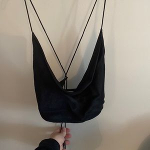 Zara cross back satin black tank top